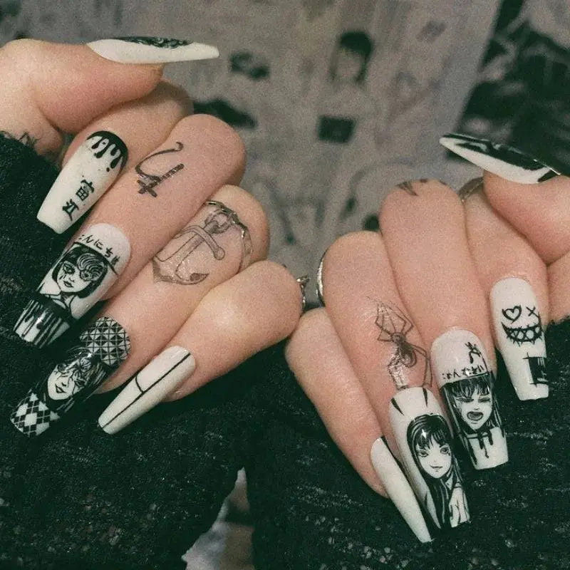 24Pcs Horror Tomie Press-On Nails 24 - Life and Lines