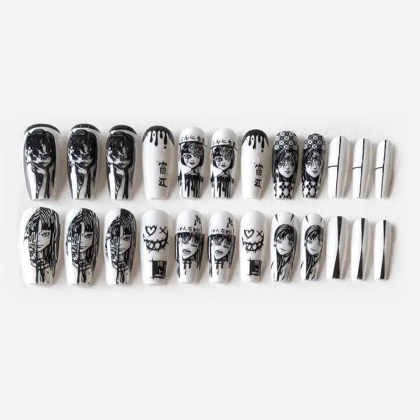 24Pcs Horror Tomie Press-On Nails 24 - Life and Lines