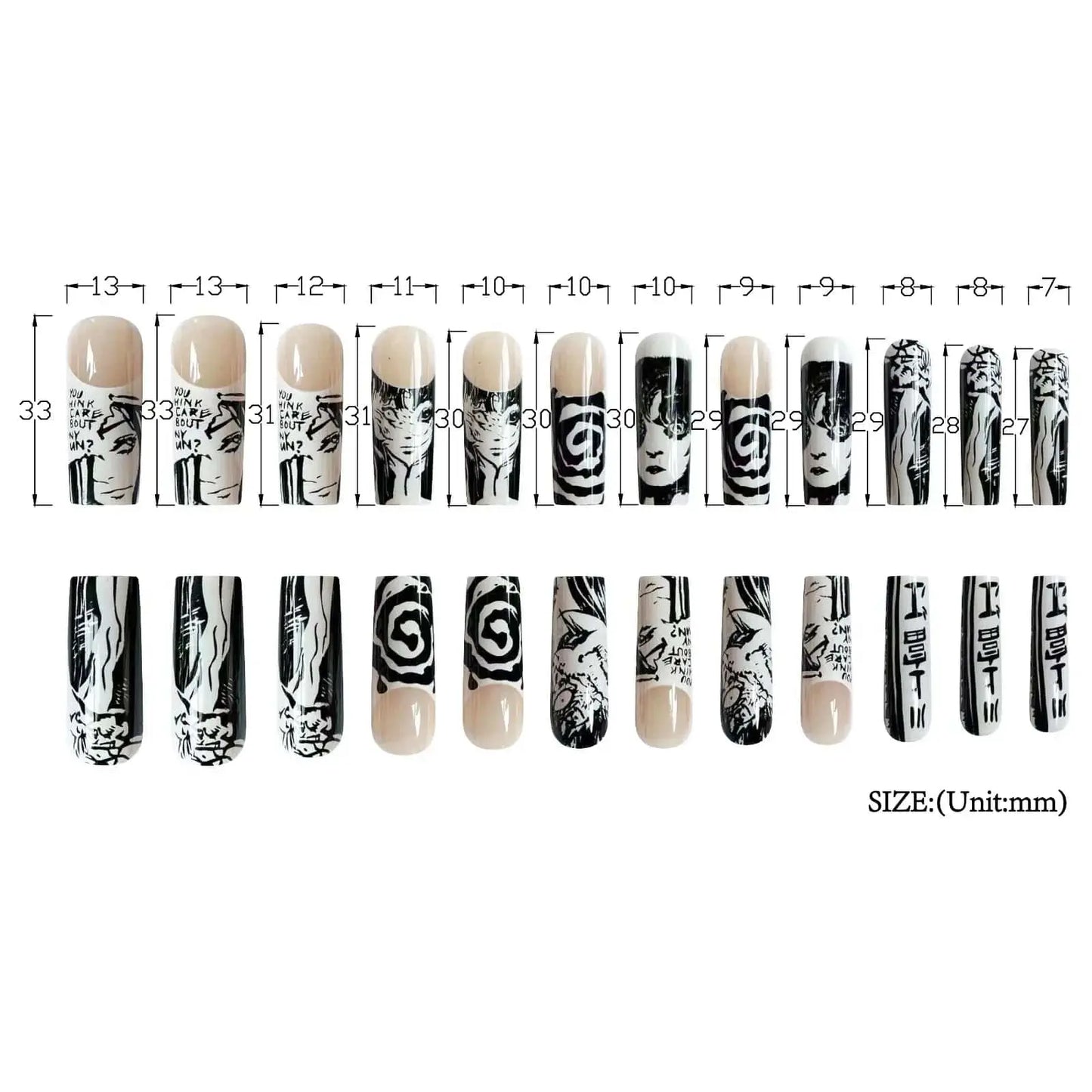 24Pcs Horror Tomie Press-On Nails 24 - Life and Lines