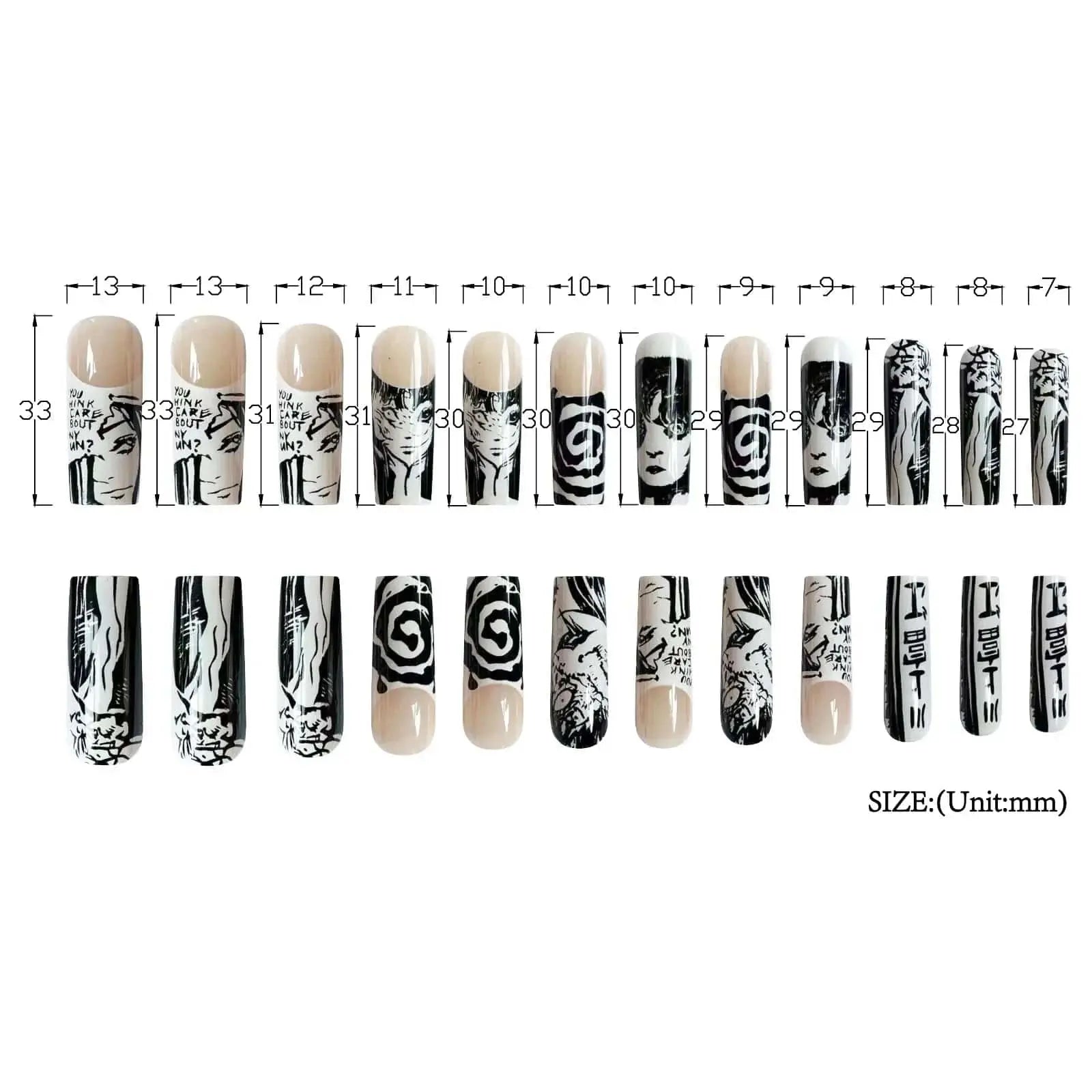 24Pcs Horror Tomie Press-On Nails 24 - Life and Lines