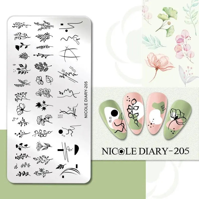 NICOLE DIARY Halloween Nail Art Stamping Plate Drawing Template Butterfly Heart Wave Line Image Stencil Mold Nail Printing Tools - Life and Lines