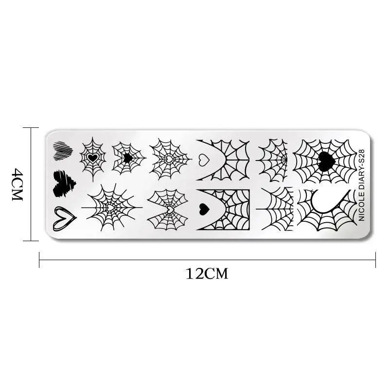 NICOLE DIARY Halloween Nail Art Stamping Plate Drawing Template Butterfly Heart Wave Line Image Stencil Mold Nail Printing Tools - Life and Lines