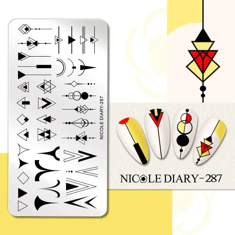 NICOLE DIARY Halloween Nail Art Stamping Plate Drawing Template Butterfly Heart Wave Line Image Stencil Mold Nail Printing Tools - Life and Lines