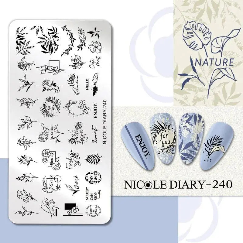 NICOLE DIARY Halloween Nail Art Stamping Plate Drawing Template Butterfly Heart Wave Line Image Stencil Mold Nail Printing Tools - Life and Lines