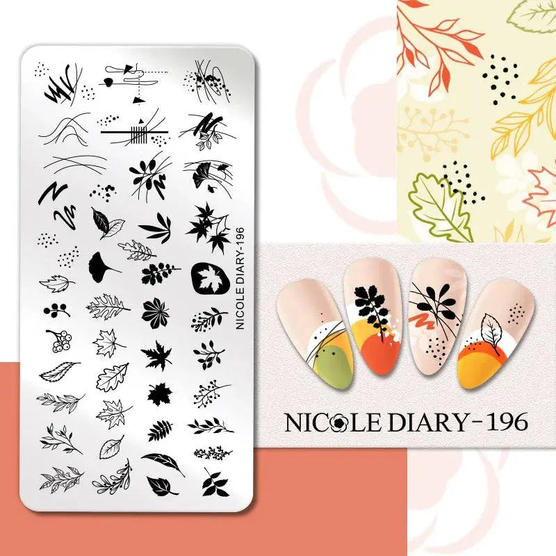 NICOLE DIARY Halloween Nail Art Stamping Plate Drawing Template Butterfly Heart Wave Line Image Stencil Mold Nail Printing Tools - Life and Lines