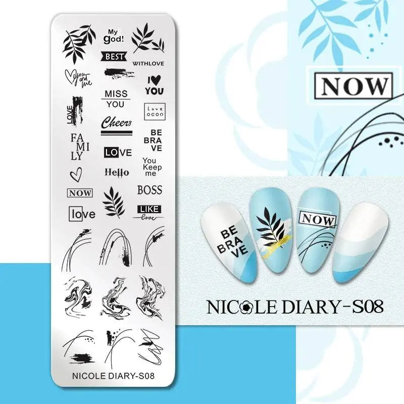 NICOLE DIARY Halloween Nail Art Stamping Plate Drawing Template Butterfly Heart Wave Line Image Stencil Mold Nail Printing Tools - Life and Lines