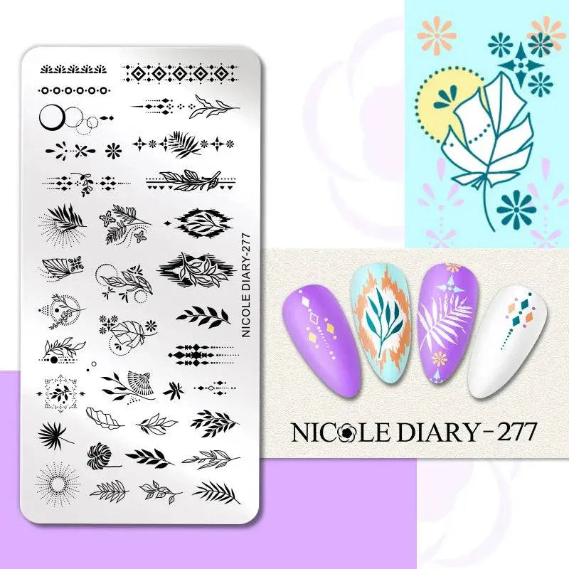 NICOLE DIARY Halloween Nail Art Stamping Plate Drawing Template Butterfly Heart Wave Line Image Stencil Mold Nail Printing Tools - Life and Lines