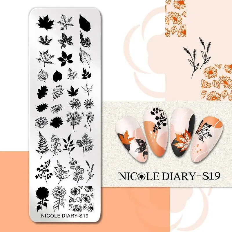 NICOLE DIARY Halloween Nail Art Stamping Plate Drawing Template Butterfly Heart Wave Line Image Stencil Mold Nail Printing Tools - Life and Lines