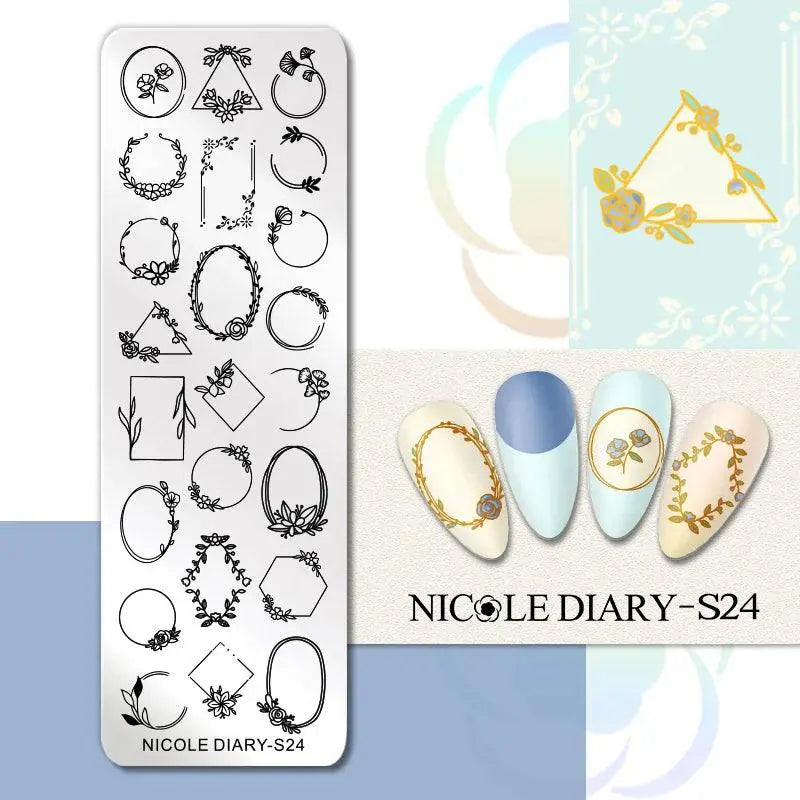 NICOLE DIARY Halloween Nail Art Stamping Plate Drawing Template Butterfly Heart Wave Line Image Stencil Mold Nail Printing Tools - Life and Lines