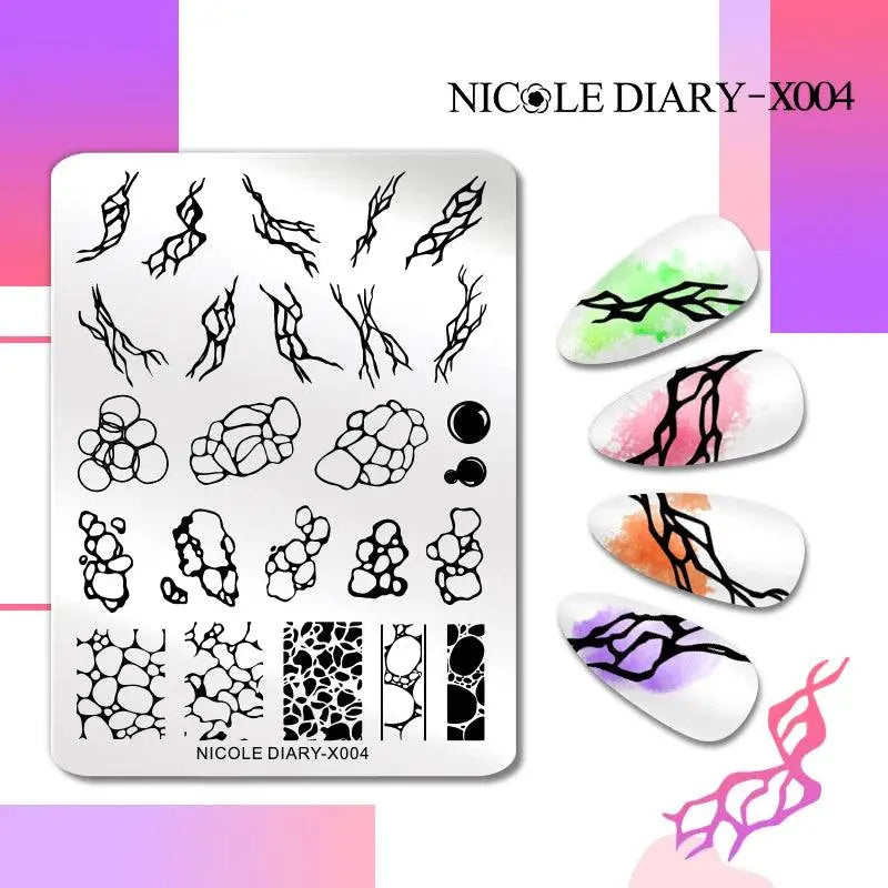 NICOLE DIARY Halloween Nail Art Stamping Plate Drawing Template Butterfly Heart Wave Line Image Stencil Mold Nail Printing Tools - Life and Lines