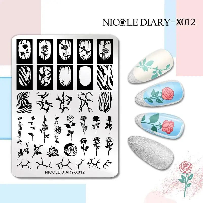 NICOLE DIARY Halloween Nail Art Stamping Plate Drawing Template Butterfly Heart Wave Line Image Stencil Mold Nail Printing Tools - Life and Lines