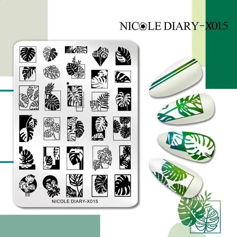 NICOLE DIARY Halloween Nail Art Stamping Plate Drawing Template Butterfly Heart Wave Line Image Stencil Mold Nail Printing Tools - Life and Lines