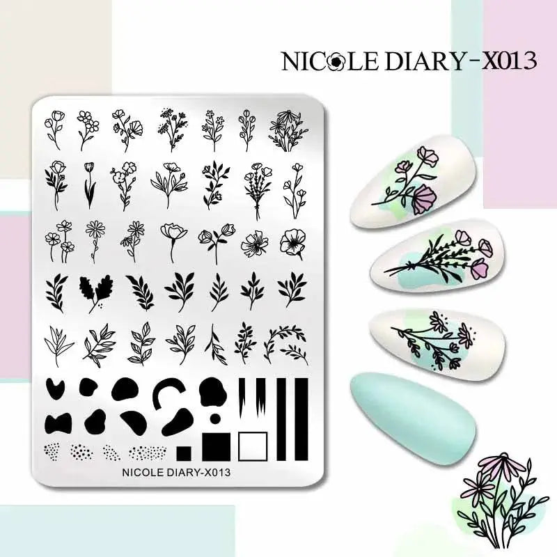 NICOLE DIARY Halloween Nail Art Stamping Plate Drawing Template Butterfly Heart Wave Line Image Stencil Mold Nail Printing Tools - Life and Lines