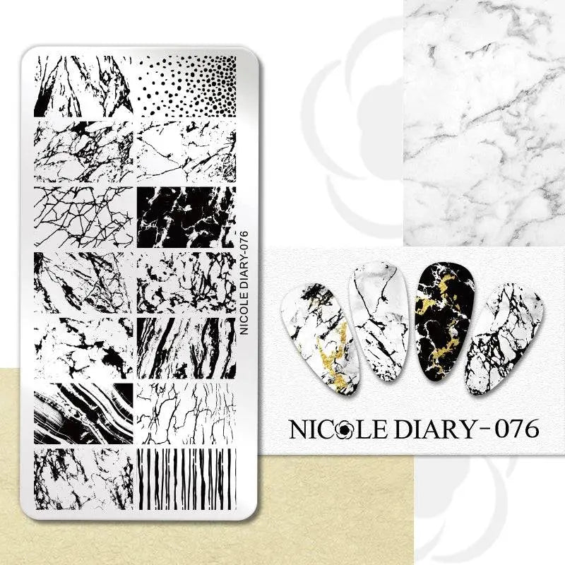 NICOLE DIARY Halloween Nail Art Stamping Plate Drawing Template Butterfly Heart Wave Line Image Stencil Mold Nail Printing Tools - Life and Lines