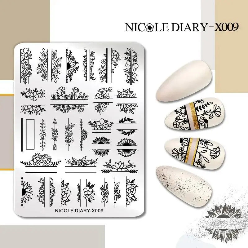 NICOLE DIARY Halloween Nail Art Stamping Plate Drawing Template Butterfly Heart Wave Line Image Stencil Mold Nail Printing Tools - Life and Lines