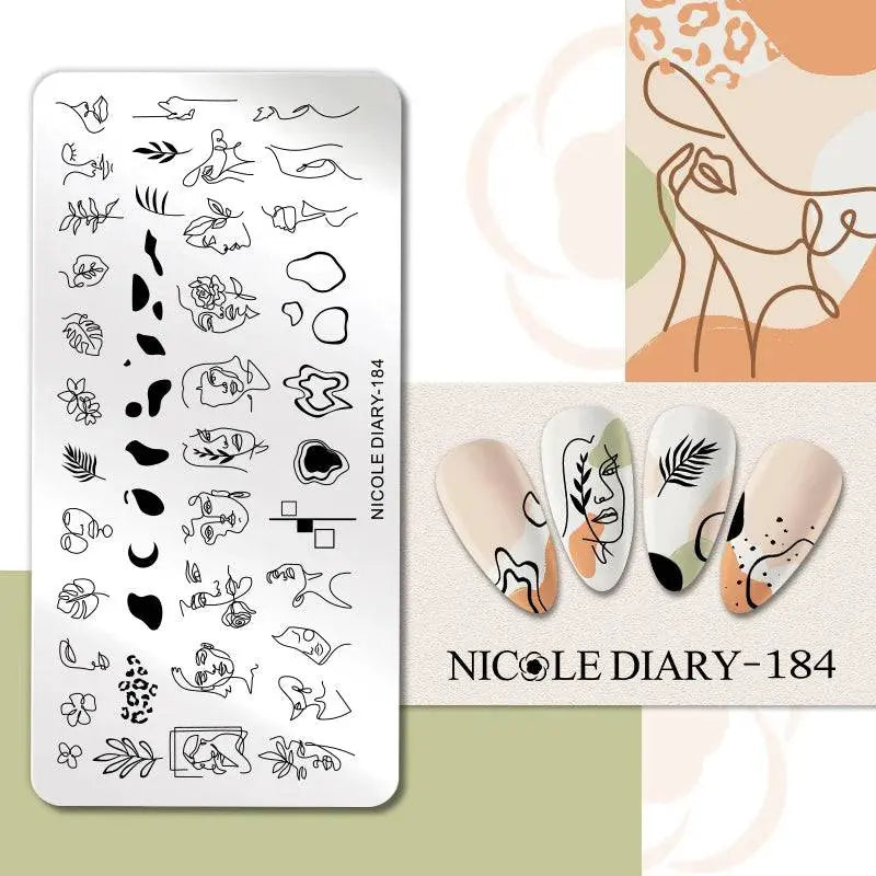 NICOLE DIARY Halloween Nail Art Stamping Plate Drawing Template Butterfly Heart Wave Line Image Stencil Mold Nail Printing Tools - Life and Lines