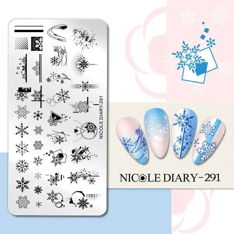 NICOLE DIARY Halloween Nail Art Stamping Plate Drawing Template Butterfly Heart Wave Line Image Stencil Mold Nail Printing Tools - Life and Lines