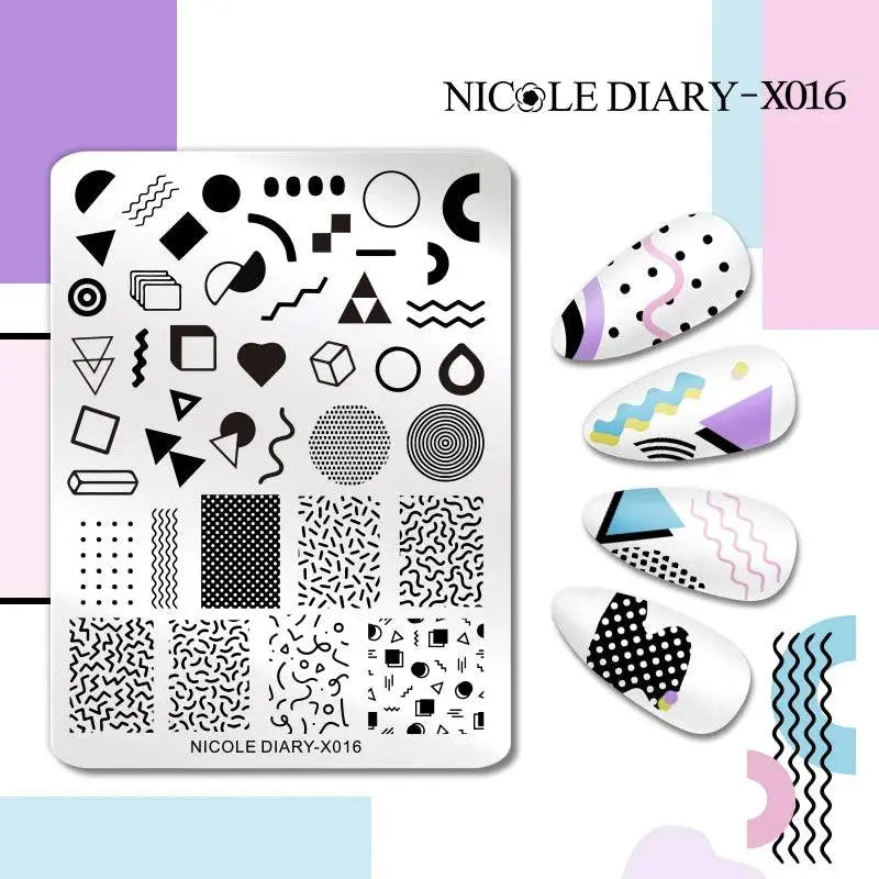 NICOLE DIARY Halloween Nail Art Stamping Plate Drawing Template Butterfly Heart Wave Line Image Stencil Mold Nail Printing Tools - Life and Lines