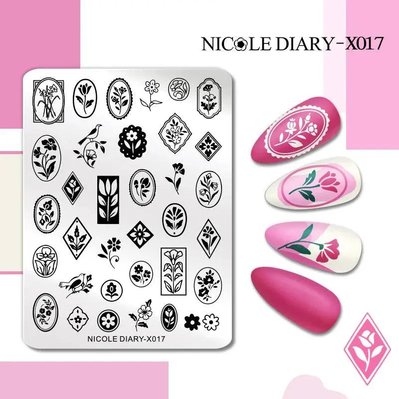 NICOLE DIARY Halloween Nail Art Stamping Plate Drawing Template Butterfly Heart Wave Line Image Stencil Mold Nail Printing Tools - Life and Lines