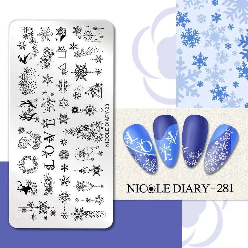 NICOLE DIARY Halloween Nail Art Stamping Plate Drawing Template Butterfly Heart Wave Line Image Stencil Mold Nail Printing Tools - Life and Lines