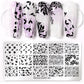 NICOLE DIARY Halloween Nail Art Stamping Plate Drawing Template Butterfly Heart Wave Line Image Stencil Mold Nail Printing Tools - Life and Lines