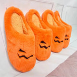 Halloween New Home Cute Cartoon Cotton Slippers for Men and Women Couples Warm Cotton Slippers Pumpkin Plush - Life and Lines