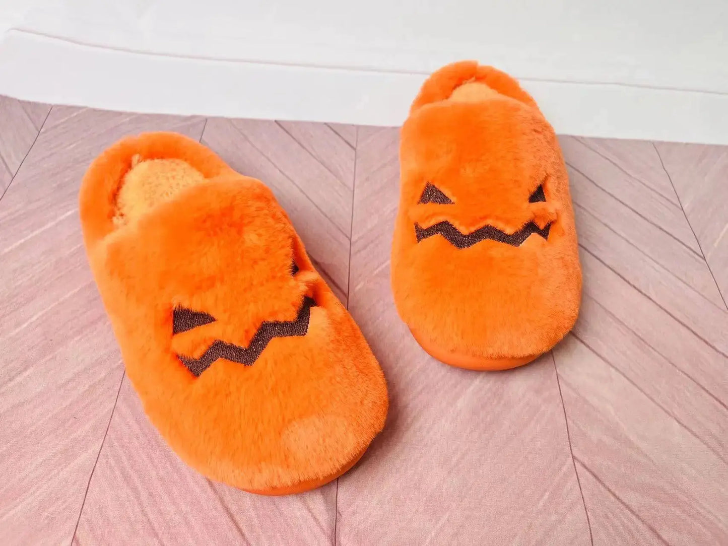 Halloween New Home Cute Cartoon Cotton Slippers for Men and Women Couples Warm Cotton Slippers Pumpkin Plush - Life and Lines