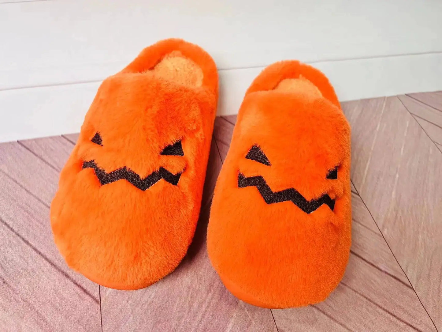 Halloween New Home Cute Cartoon Cotton Slippers for Men and Women Couples Warm Cotton Slippers Pumpkin Plush - Life and Lines