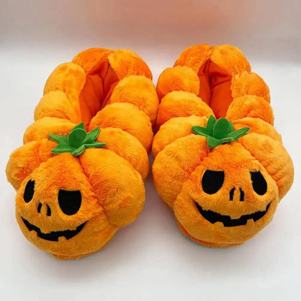 Halloween Pumpkin Slippers - Soft, Warm, and Cozy Plush Shoes - Life and Lines