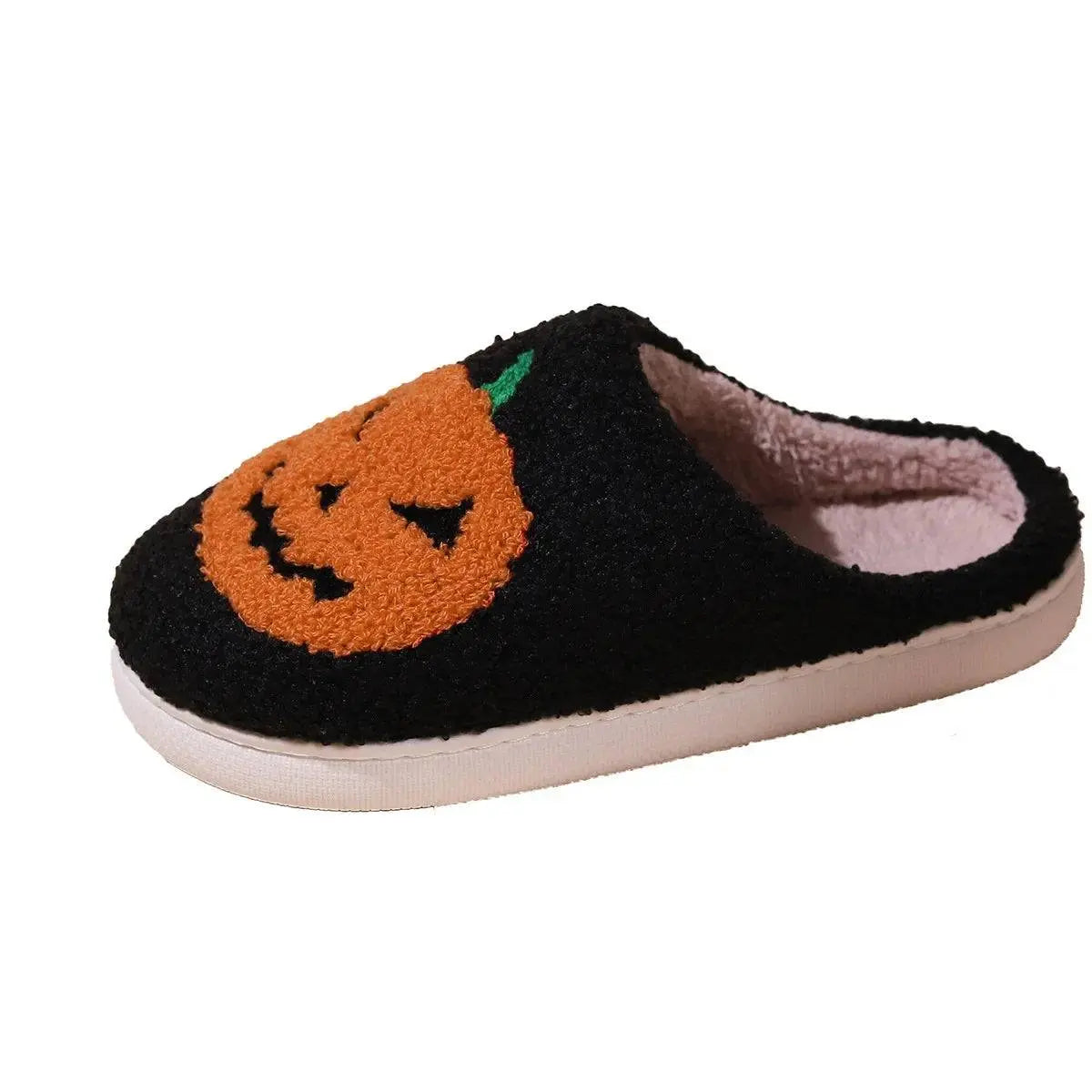 Halloween Pumpkin Smiley Cotton Slippers Thick-soled Winter Household Non-slip Pumpkin Slippers Indoor Women's Winter Warmth - Life and Lines