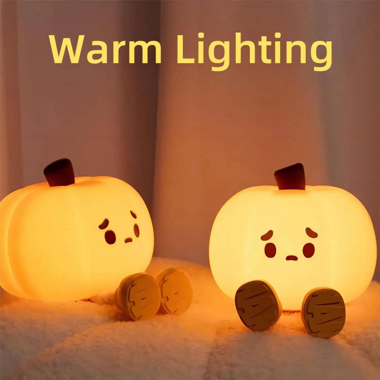 Halloween Pumpkin Night Lights Cute Soft Silicone Safe Lamp Decorations Timing Dimmable Bedside Decor Kids Baby Halloween Gifts - Life and Lines