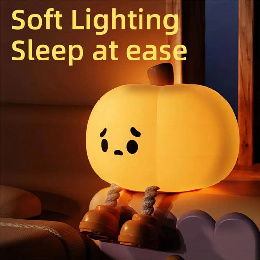 Halloween Pumpkin Night Lights Cute Soft Silicone Safe Lamp Decorations Timing Dimmable Bedside Decor Kids Baby Halloween Gifts - Life and Lines