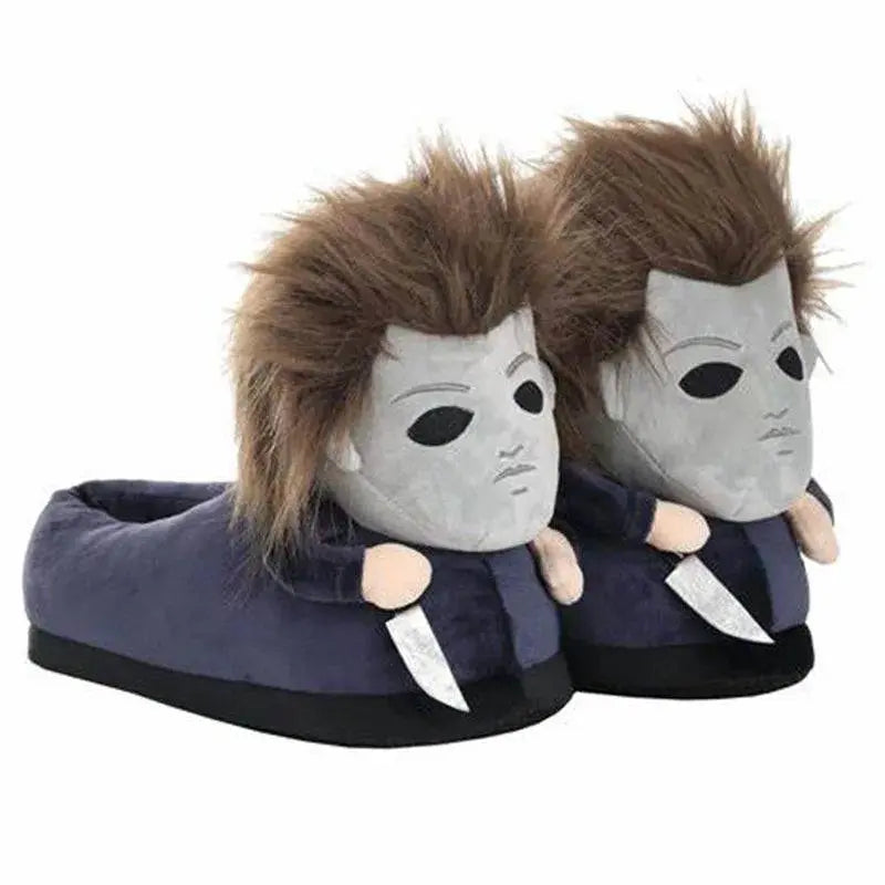 Highland Cow Halloween Michael Myers Funny Black King Plush Slippers Soft Non-Slip Shoes Women Men House Flat with Slipper Toy - Life and Lines