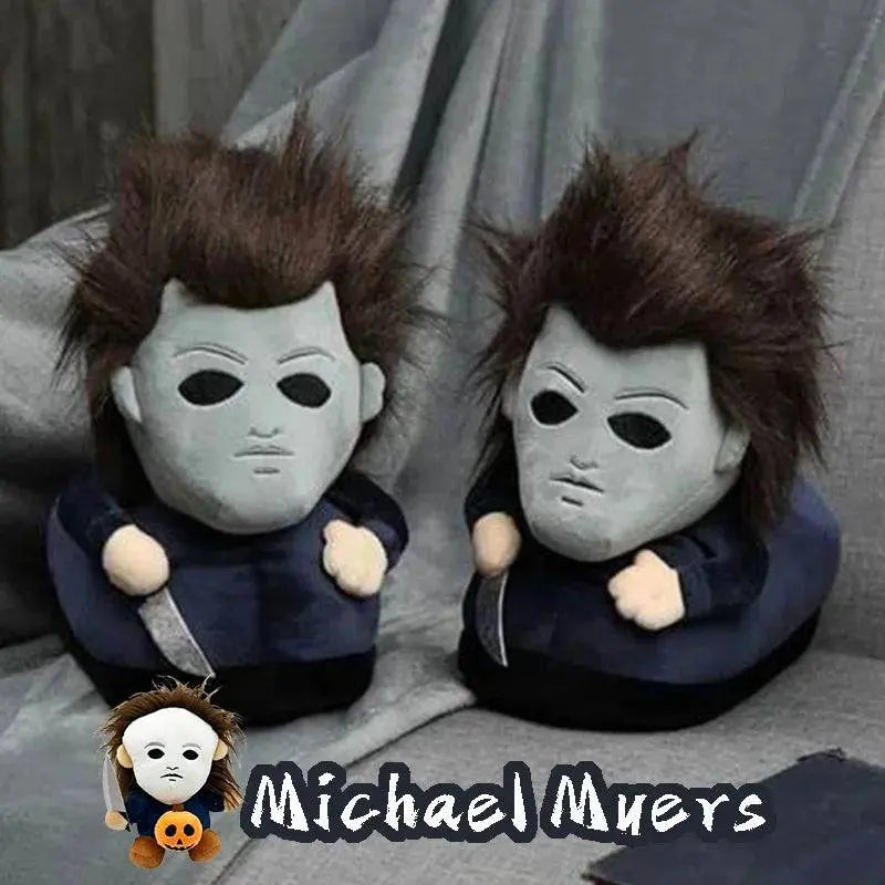 Highland Cow Halloween Michael Myers Funny Black King Plush Slippers Soft Non-Slip Shoes Women Men House Flat with Slipper Toy - Life and Lines