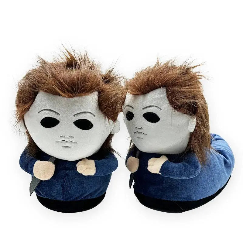 Highland Cow Halloween Michael Myers Funny Black King Plush Slippers Soft Non-Slip Shoes Women Men House Flat with Slipper Toy - Life and Lines