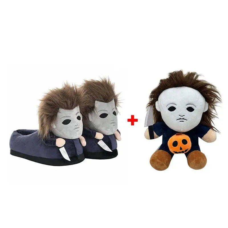 Highland Cow Halloween Michael Myers Funny Black King Plush Slippers Soft Non-Slip Shoes Women Men House Flat with Slipper Toy - Life and Lines