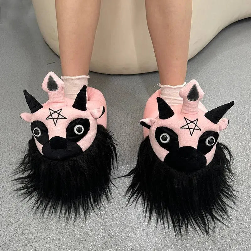 Highland Cow Halloween Michael Myers Funny Black King Plush Slippers Soft Non-Slip Shoes Women Men House Flat with Slipper Toy - Life and Lines