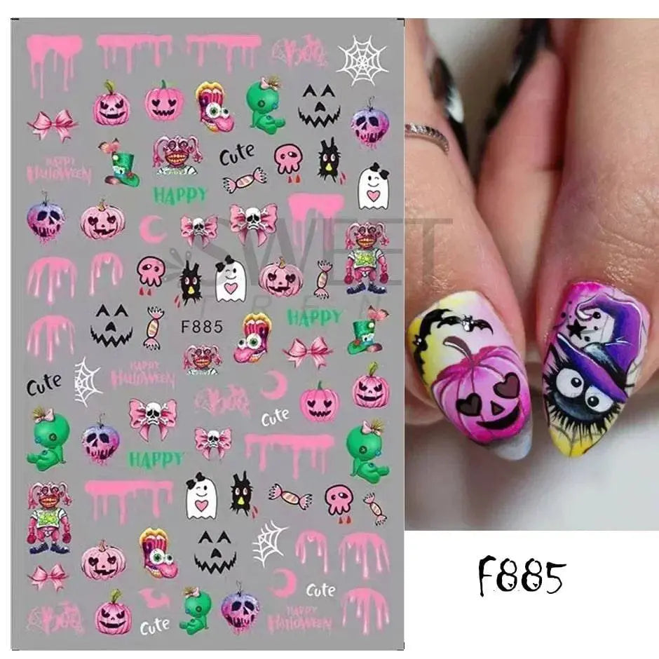 5D Relief Skeleton Hand Halloween Nail Art Stickers - Life and Lines