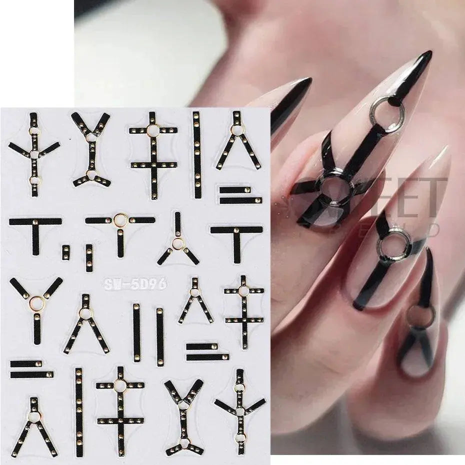 5D Relief Skeleton Hand Halloween Nail Art Stickers - Life and Lines