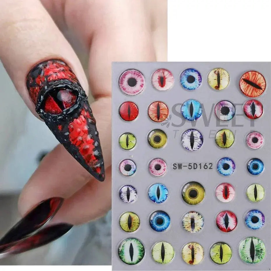 5D Relief Skeleton Hand Halloween Nail Art Stickers - Life and Lines