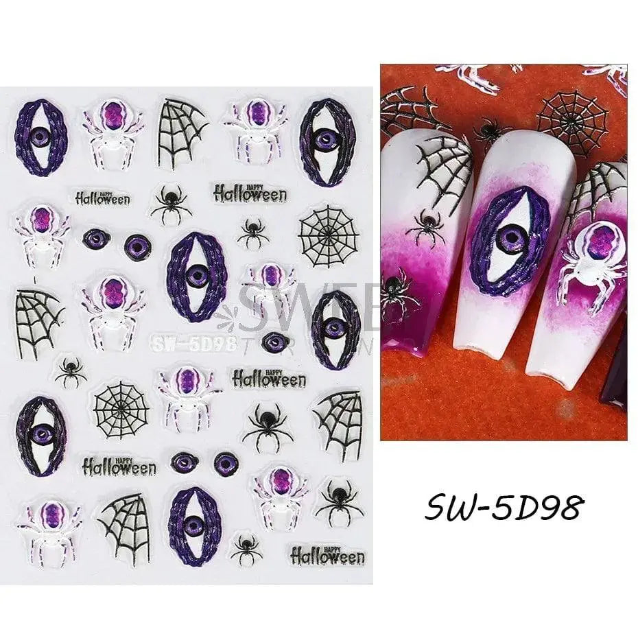 5D Relief Skeleton Hand Halloween Nail Art Stickers - Life and Lines