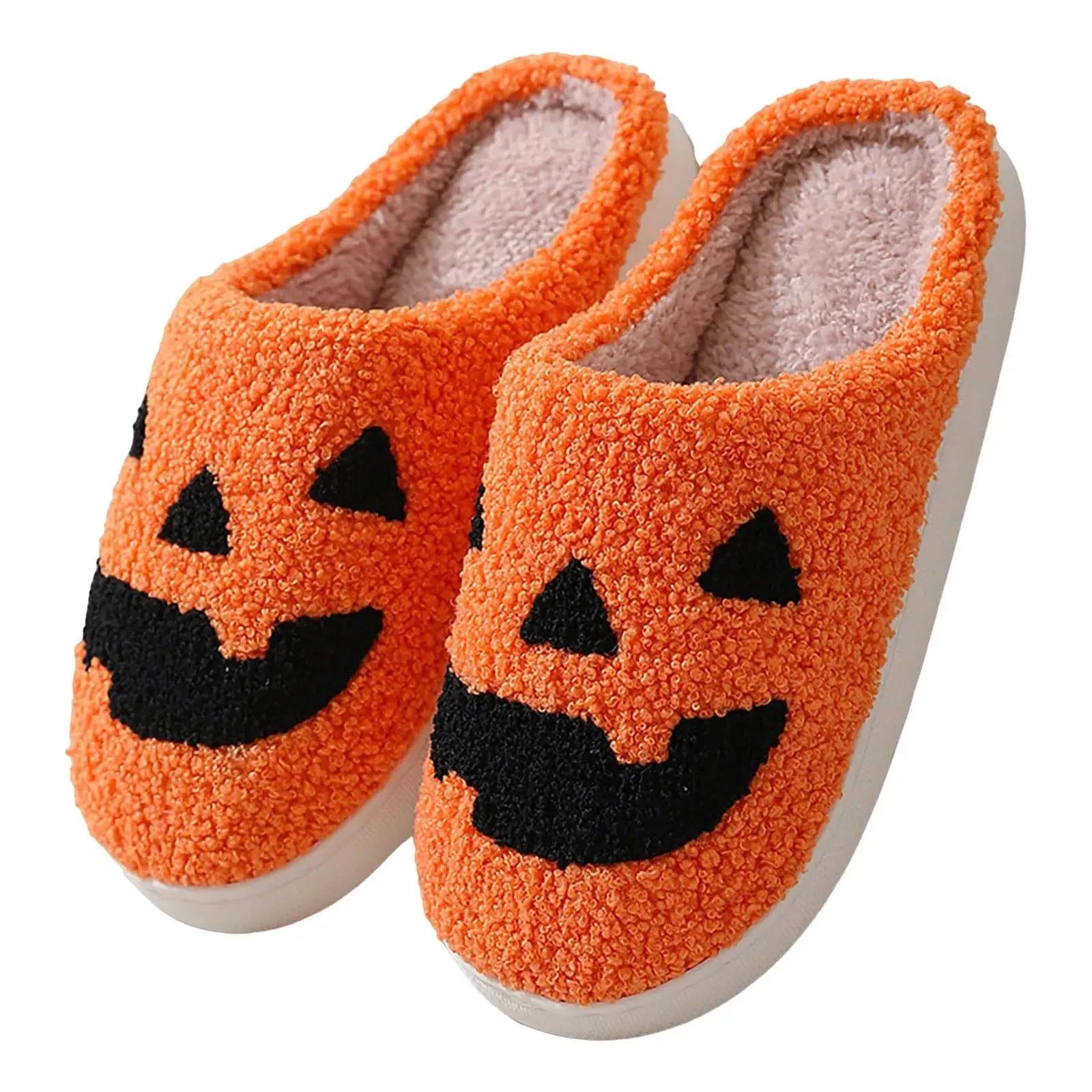 Halloween Pumpkin Slipper Ghost Funny Face Flat Indoor House Shoes Soft Plush Cozy for Women Men Horror Movie Halloween Gifts - Life and Lines