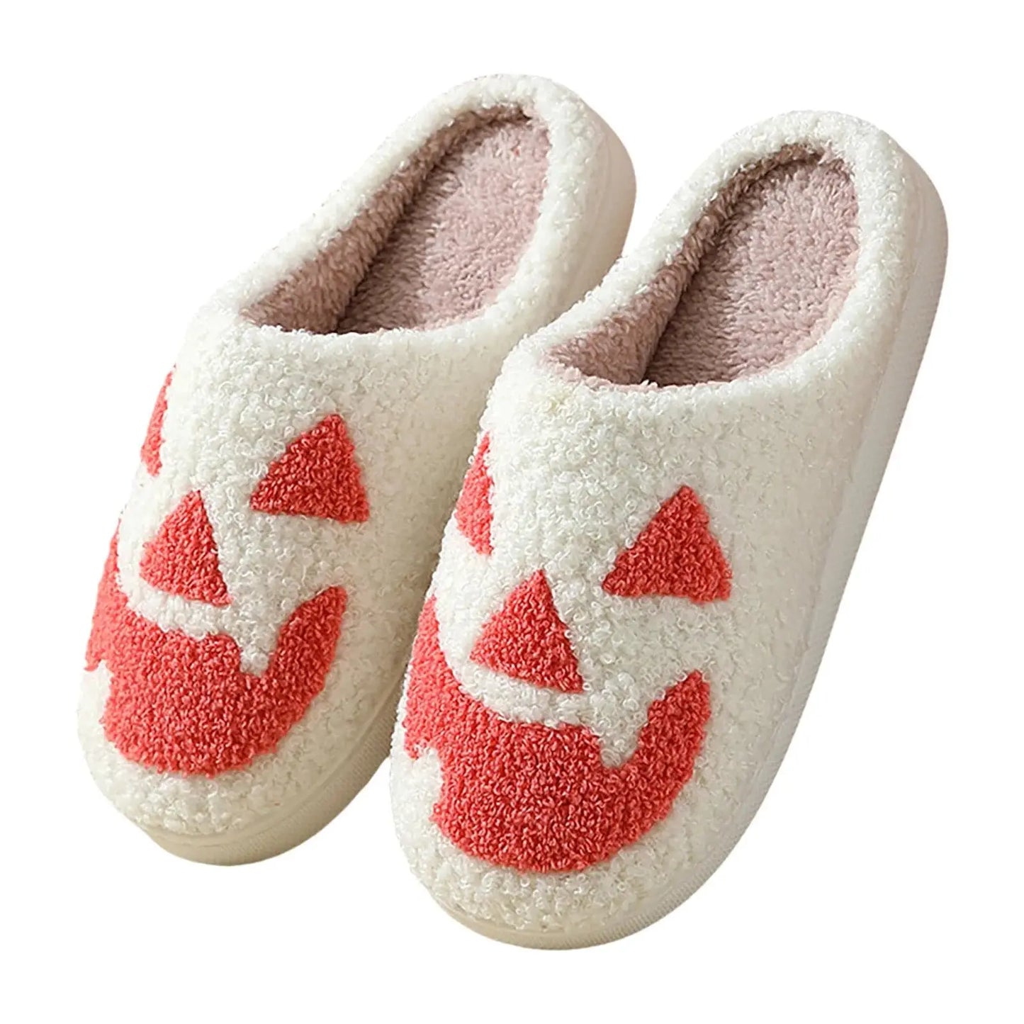 Halloween Pumpkin Slipper Ghost Funny Face Flat Indoor House Shoes Soft Plush Cozy for Women Men Horror Movie Halloween Gifts - Life and Lines