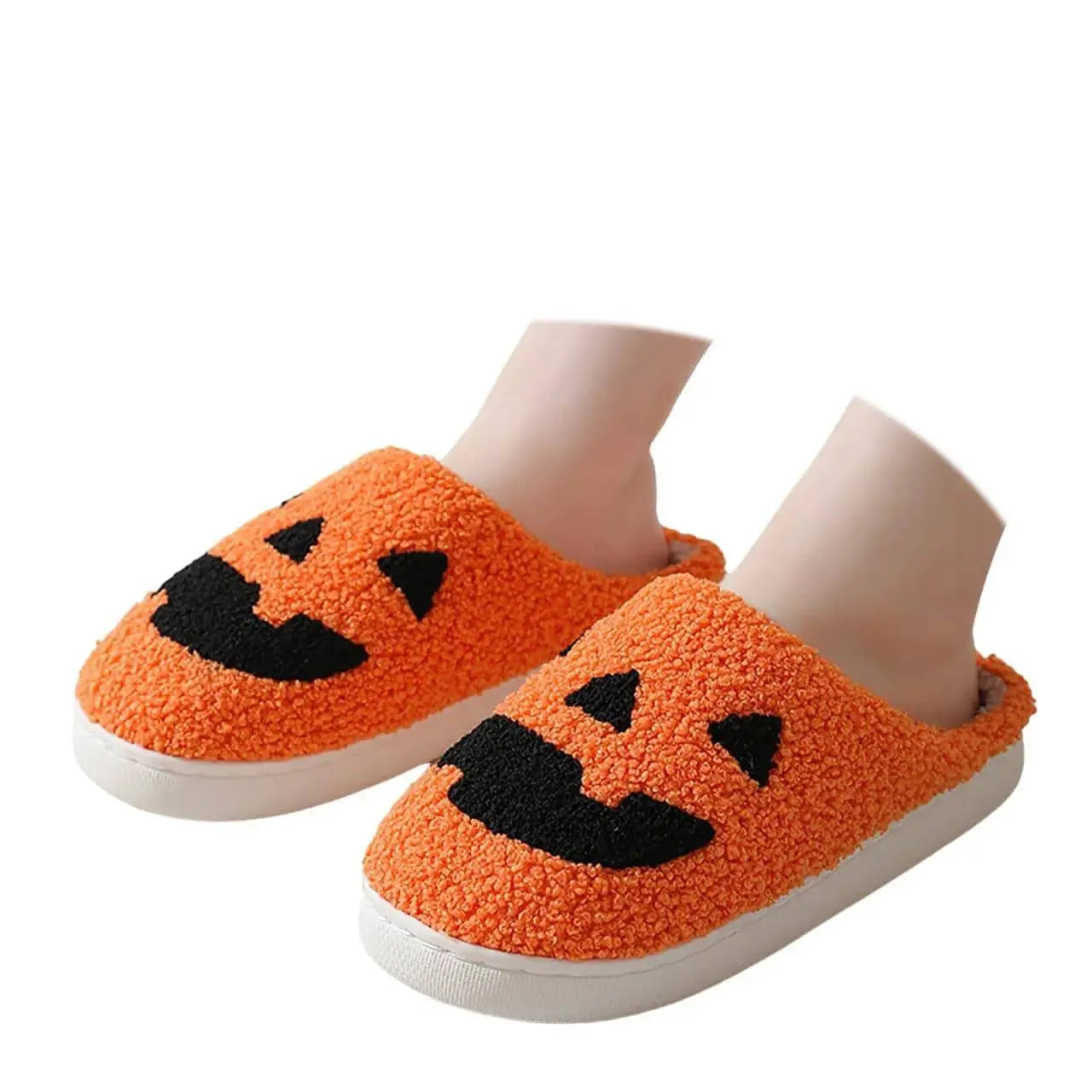 Halloween Pumpkin Slipper Ghost Funny Face Flat Indoor House Shoes Soft Plush Cozy for Women Men Horror Movie Halloween Gifts - Life and Lines