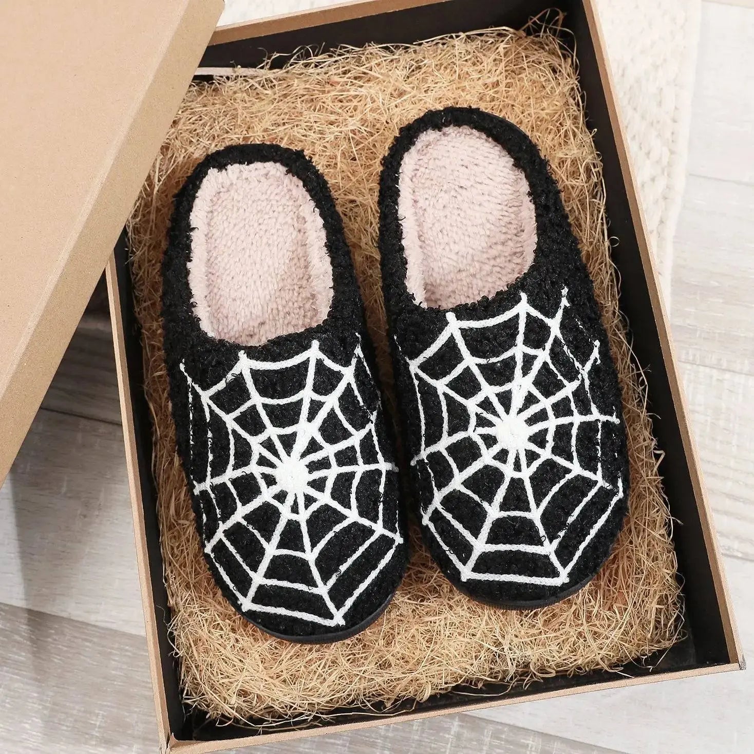 Halloween Red Eyes Slipper Cozy Horror Funny Ghost Flat Indoor House Shoes Spider Web for Women Men Soft Halloween Gifts - Life and Lines