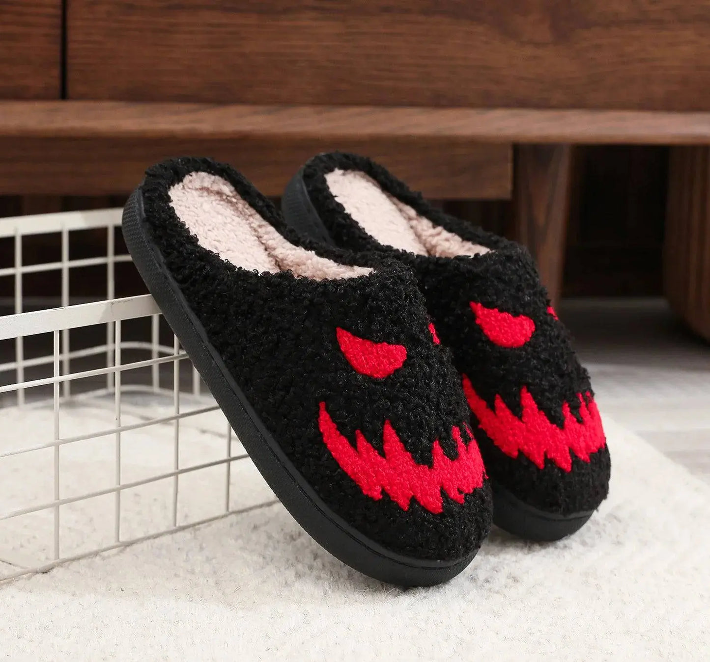 Halloween Red Eyes Slipper Cozy Horror Funny Ghost Flat Indoor House Shoes Spider Web for Women Men Soft Halloween Gifts - Life and Lines