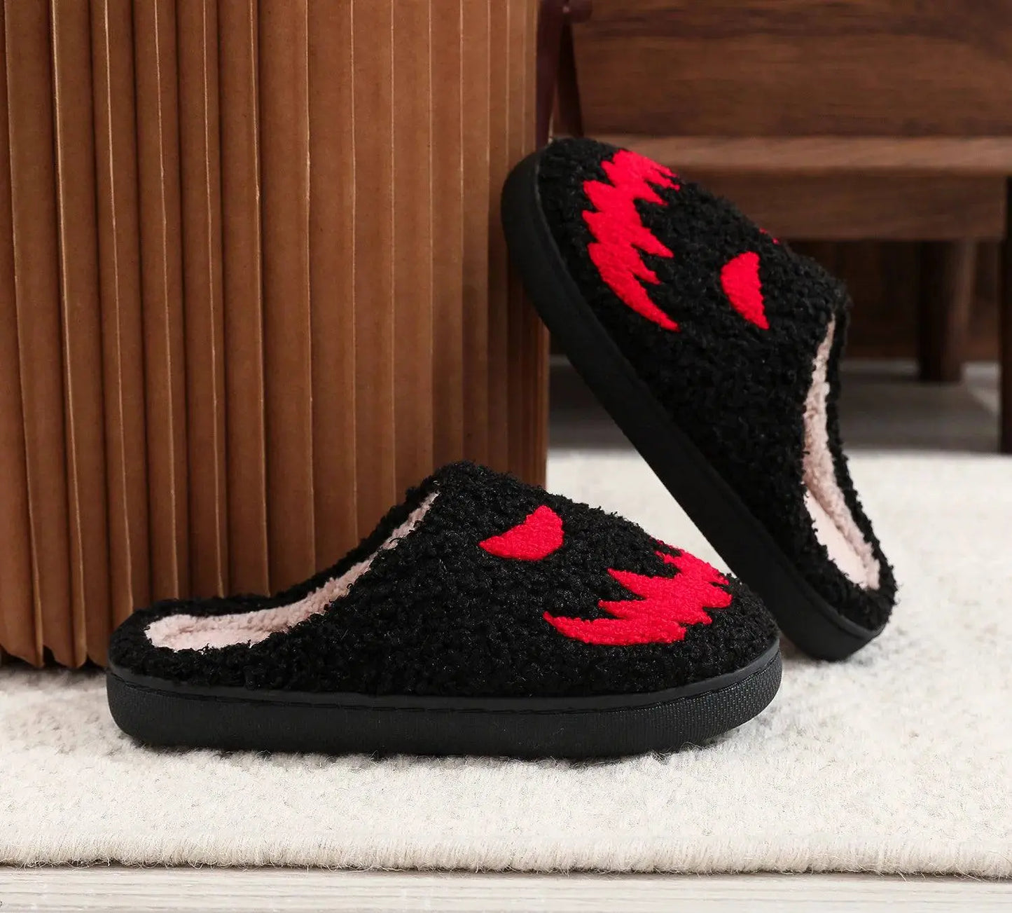 Halloween Red Eyes Slipper Cozy Horror Funny Ghost Flat Indoor House Shoes Spider Web for Women Men Soft Halloween Gifts - Life and Lines