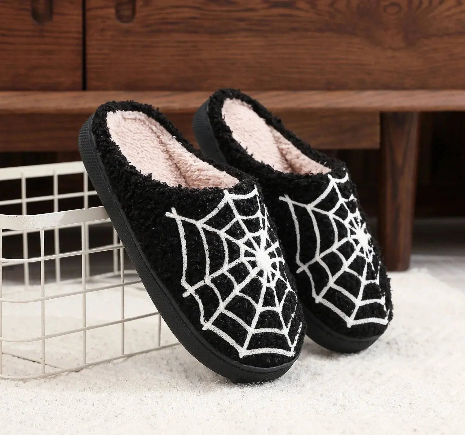 Halloween Red Eyes Slipper Cozy Horror Funny Ghost Flat Indoor House Shoes Spider Web for Women Men Soft Halloween Gifts - Life and Lines