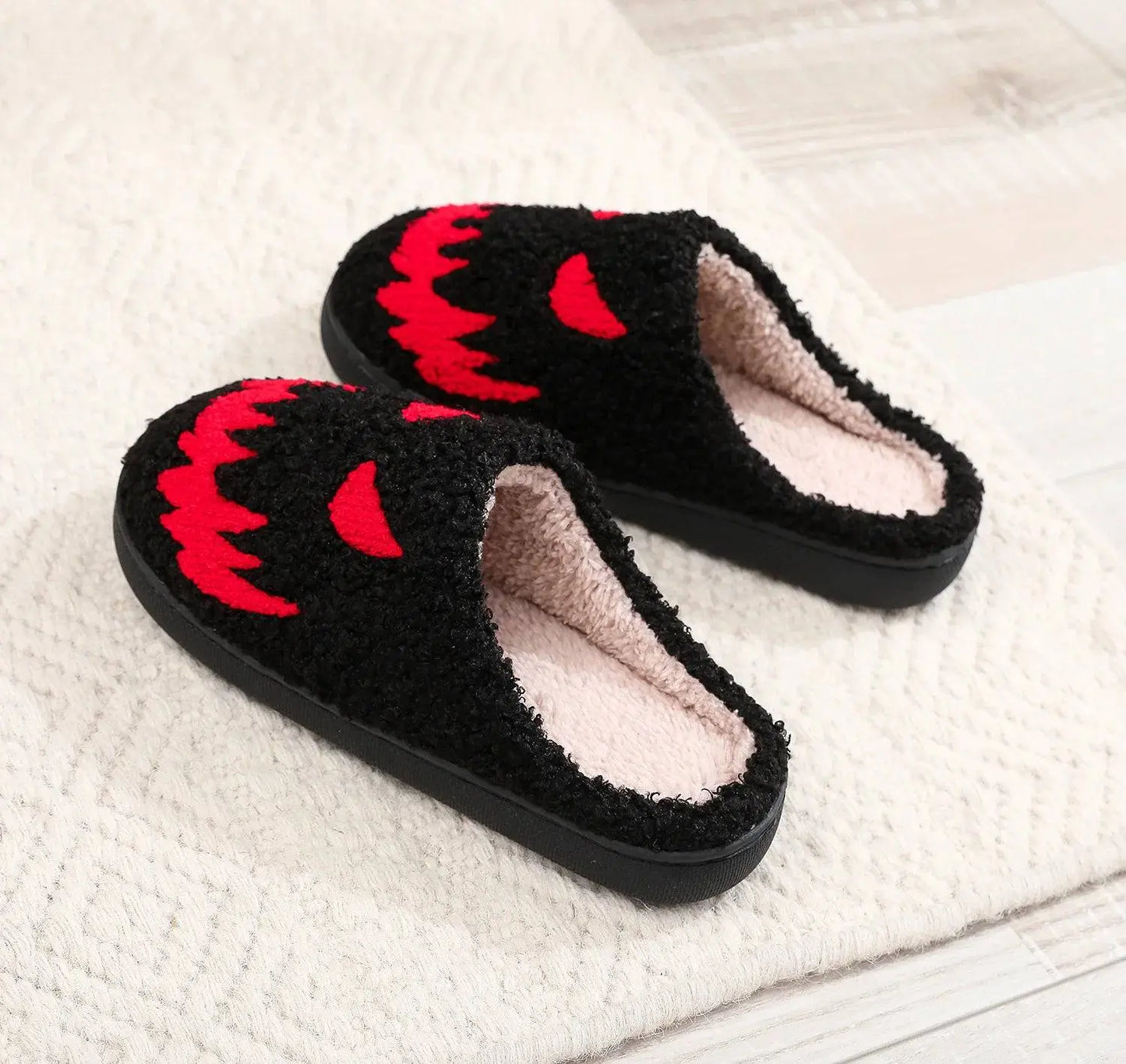 Halloween Red Eyes Slipper Cozy Horror Funny Ghost Flat Indoor House Shoes Spider Web for Women Men Soft Halloween Gifts - Life and Lines