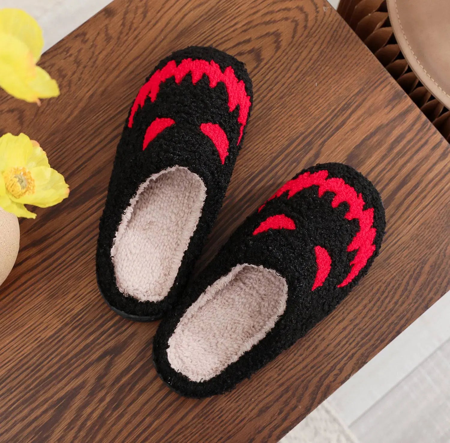 Halloween Red Eyes Slipper Cozy Horror Funny Ghost Flat Indoor House Shoes Spider Web for Women Men Soft Halloween Gifts - Life and Lines